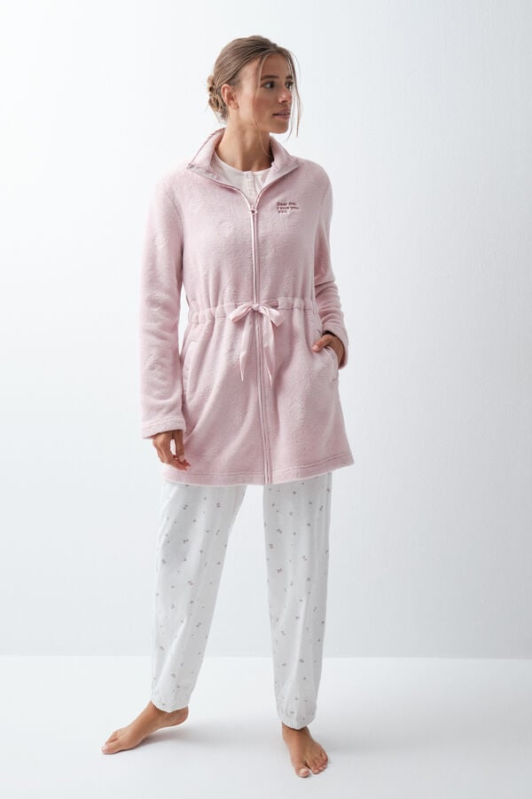 Women'secret Bata larga con cintur&oacute;n rosa rosa