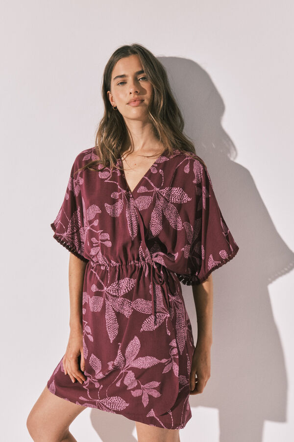 Women'secret Playera de dormir corta estampado de flores p&uacute;rpura