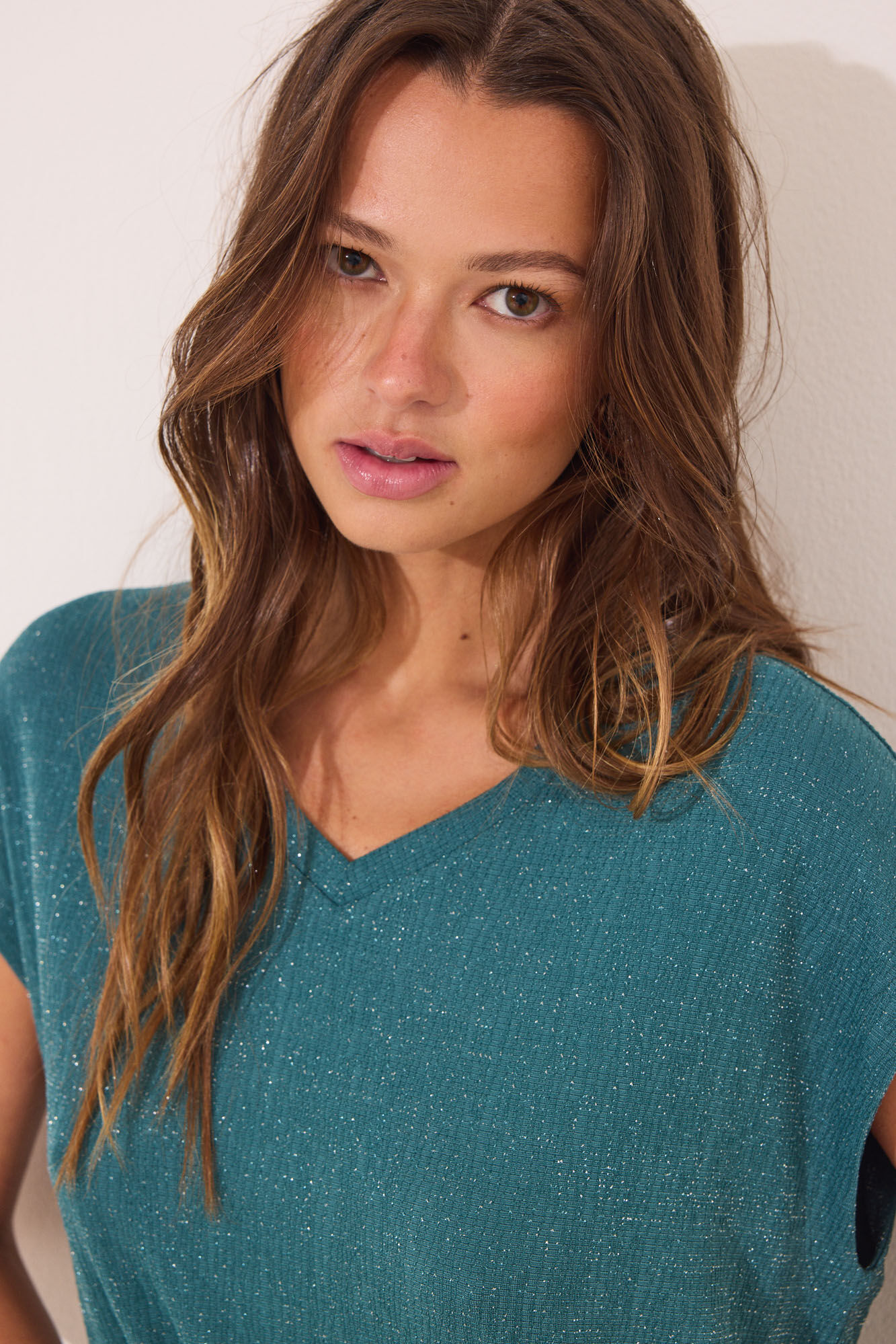 Women'secret Conjunto de pantal&oacute;n y playera de lurex verde