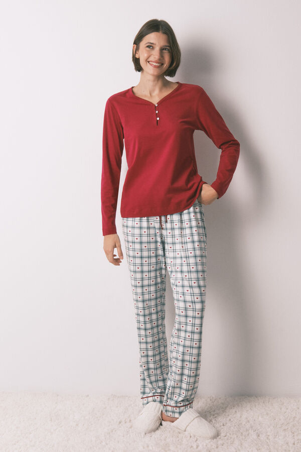 Women'secret Playera roja de manga larga 100% algodón rojo