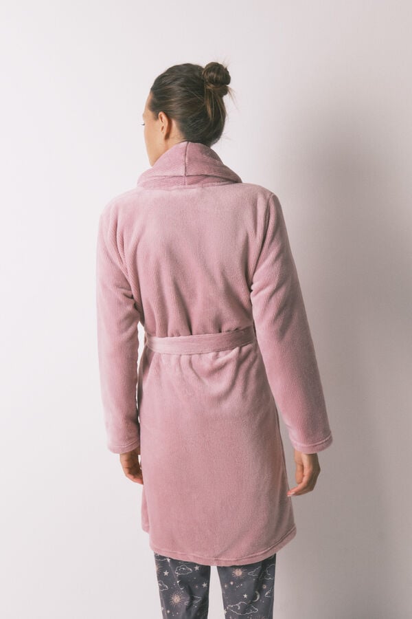 Women'secret Bata midi de forro polar rosa rosa
