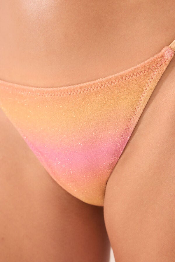 Womensecret Panty de bikini clásica con tirantes de purpurina rosa degradada rosa