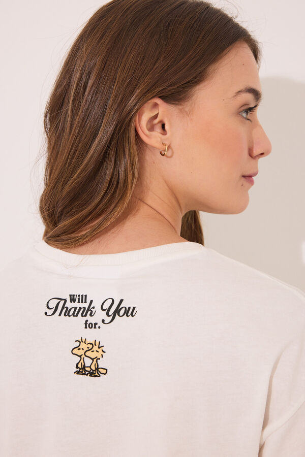 Womensecret Pijama larga Snoopy manga corta marfil