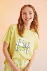 Womensecret Camiseta 100% algodón Snoopy limón verde