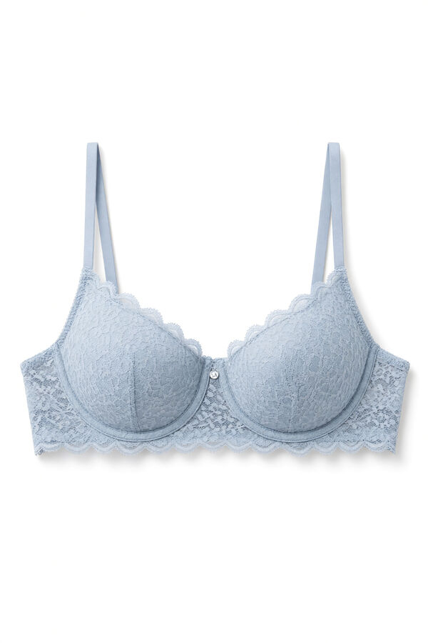 Women'secret Brasier balconette con relleno de encaje azul BEAUTIFUL azul