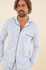 Womensecret Pijama camisera hombre 100% algodón estampado azul