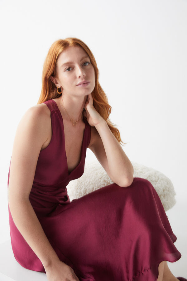 Womensecret Camisón midi satín morado púrpura