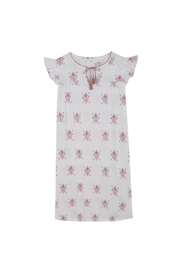 Womensecret Camisón corto " premamá " blanco con estampado floral marfil