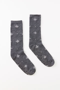 Womensecret Calcetines largos gris canalé lurex gris