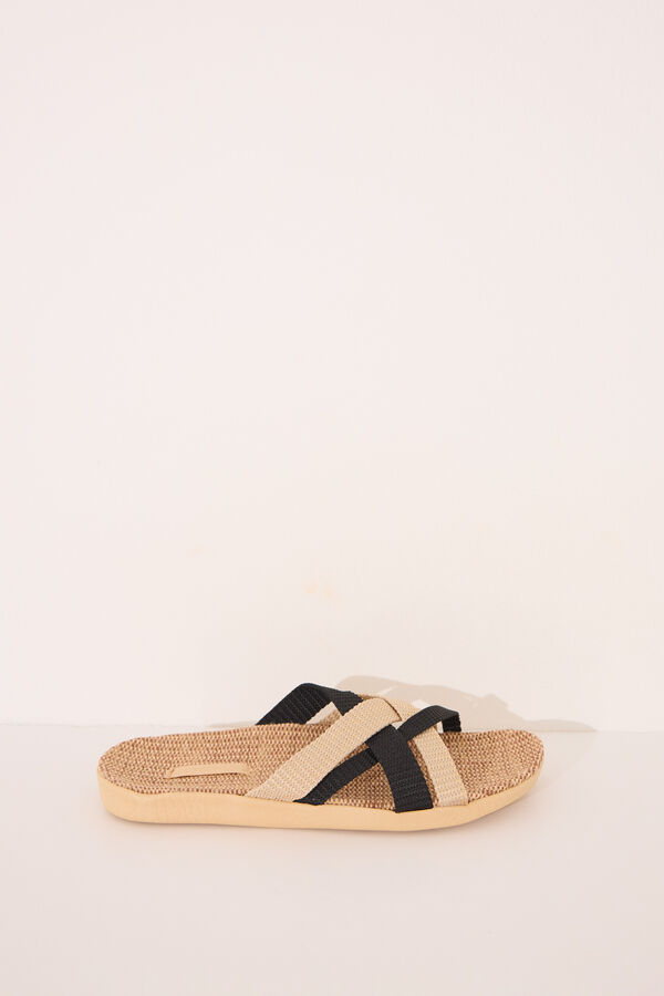 Womensecret Chanclas de rafia con tirantes cruzadas  café