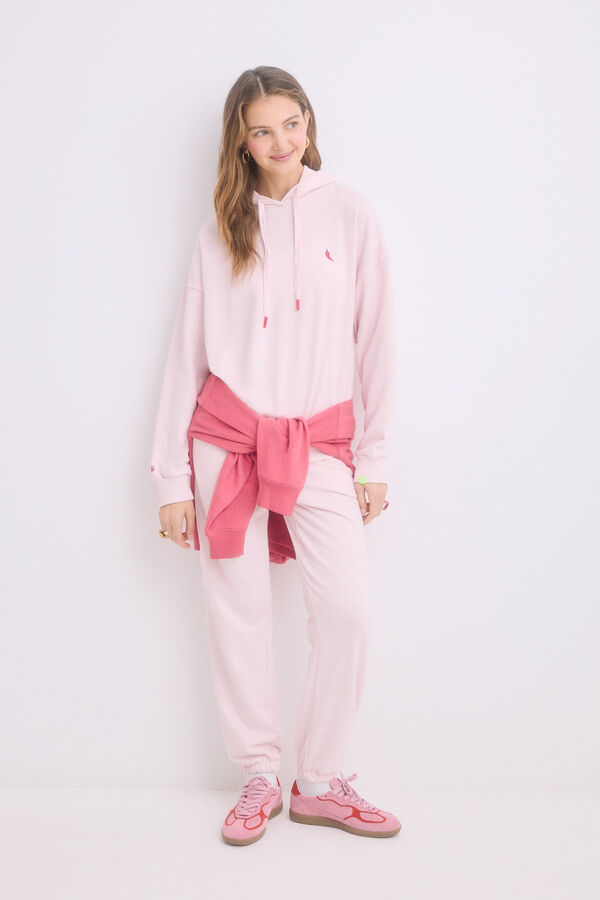 Womensecret Sudadera capucha felpa algodón rosa rosa