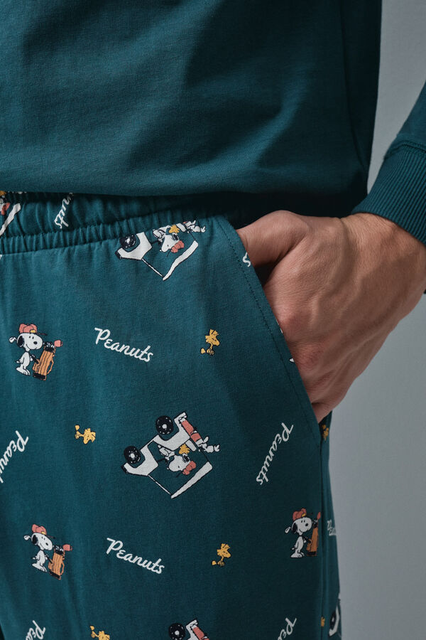 Women'secret Pijama larga de algod&oacute;n Snoopy azul azul