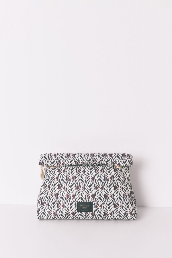 Womensecret Neceser grande acolchado con estampado de hojas  estampado