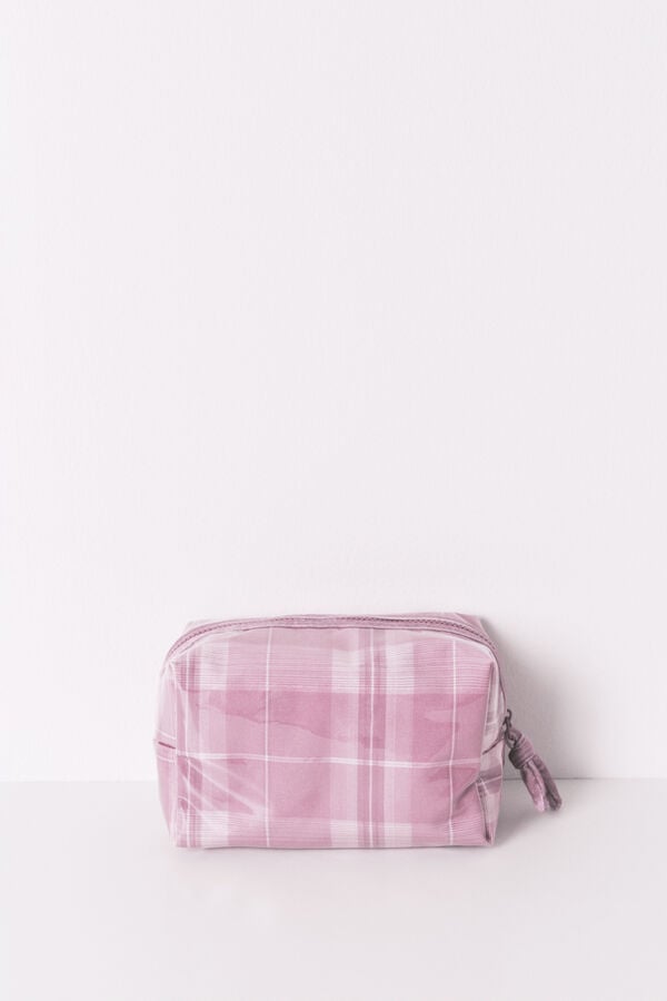 Womensecret Neceser con estampado de cuadros rosa mediano rosa