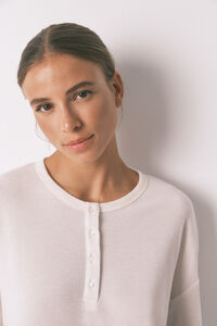 Women'secret Pijama larga con textura de gofre blanco