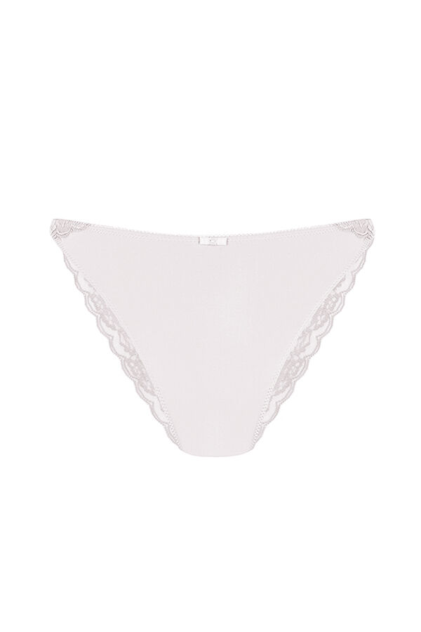 Womensecret Tanga microfibra encaje rosa claro rosa