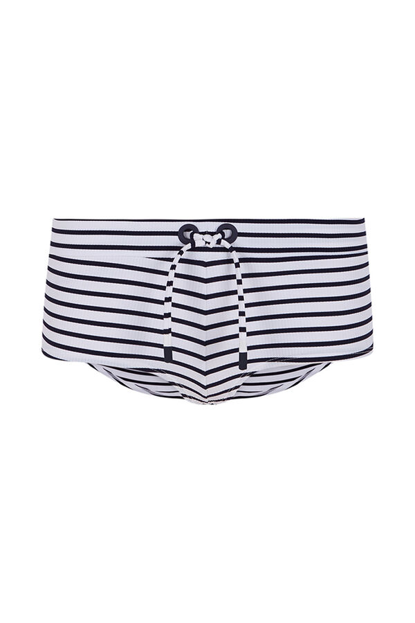 Womensecret Panty de bikini boxer con rayas de color azul marino 