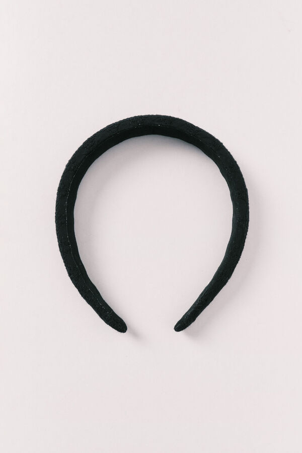 Women'secret Diadema de pelo bordado suizo negro negro