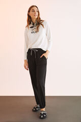 Womensecret Pantalón 100% algodón negro negro
