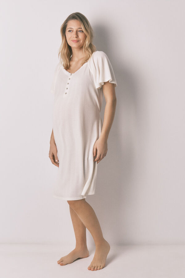 Women'secret Camis&oacute;n "maternity" con volante de pointelle blanco marfil