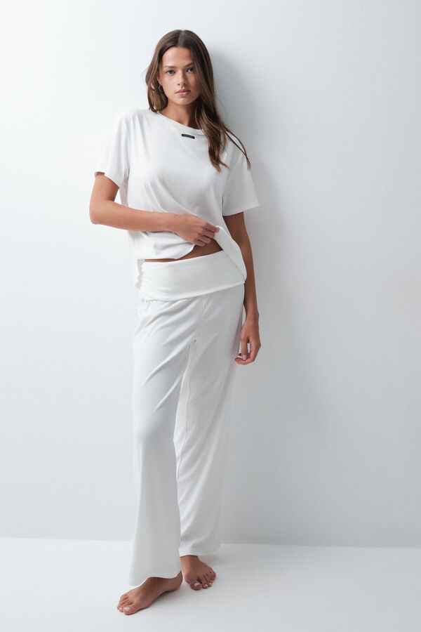 Women'secret Pijama larga tipo lounge blanca blanco