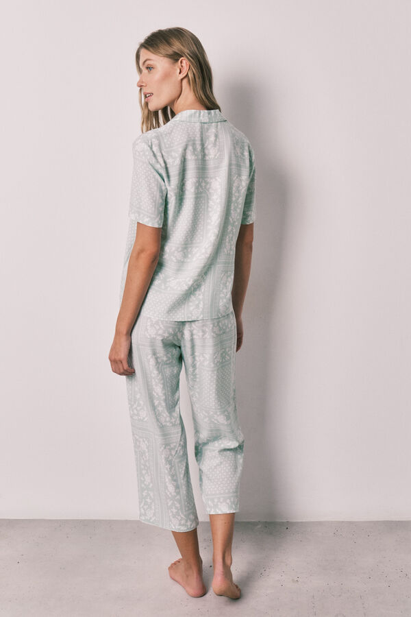 Women'secret Pijama camisera larga de manga corta con estampado bandana verde estampado