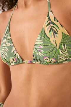 Womensecret Top bikini triangular print tropical verde
