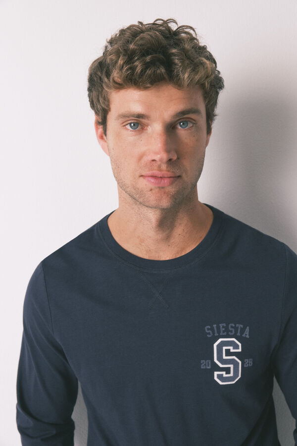 Women'secret Pijama larga de hombre, 100% algodón, cuadros gris