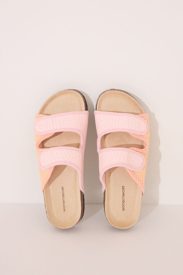 Womensecret Chanclas bio efecto rafia color rosa salmón blanco