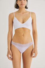 Womensecret Tanga microfibra encaje lila morado/lila