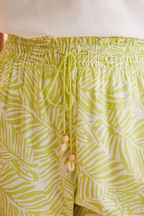 Womensecret Pantalón largo Capri estampado limón estampado