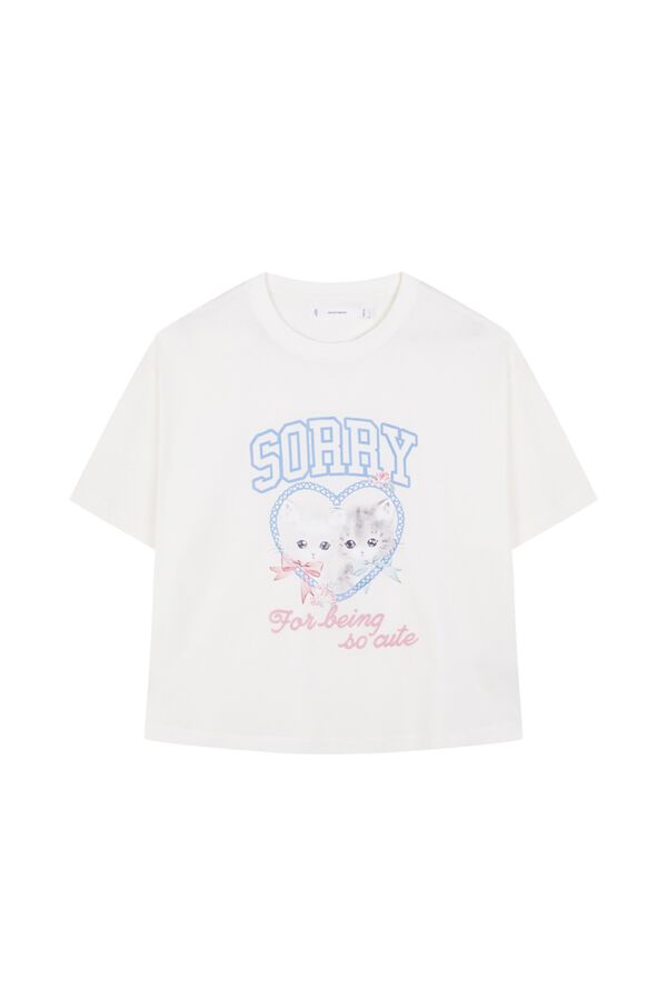 Women'secret Playera de algod&oacute;n con estampado blanco blanco