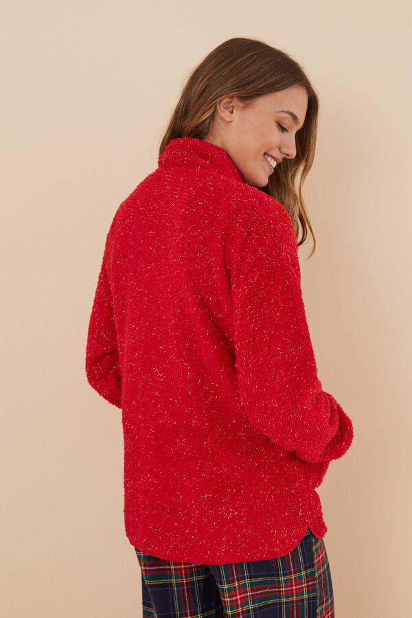 Womensecret Chaqueta pelo lúrex rojo rojo