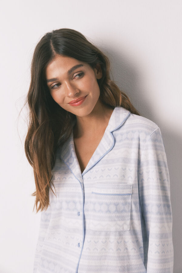 Women'secret Pijama larga de forro polar con borde.  estampado