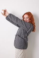 Womensecret Bata de doble cara estampado de sellos gris