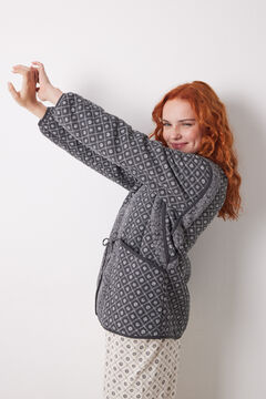Womensecret Bata de doble cara estampado de sellos gris