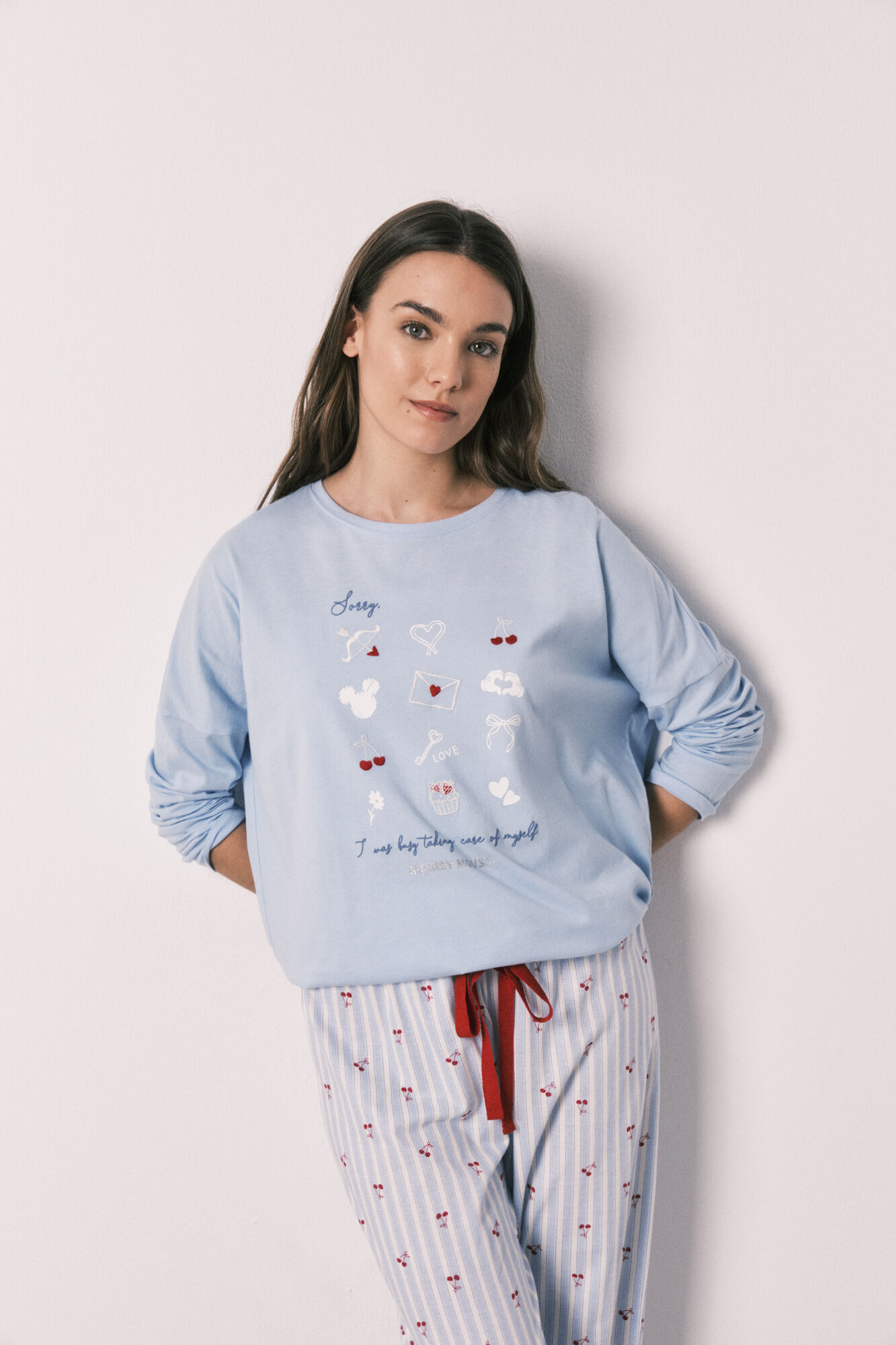 Women'secret Pijama larga de algod&oacute;n Mickey Cherry