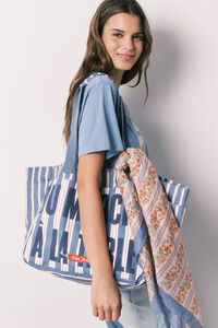 Women'secret Bolsa shopper de algod&oacute;n estampado de rayas