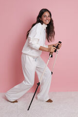 HI&BYE Pantalón largo acampanado de felpa blanca blanco