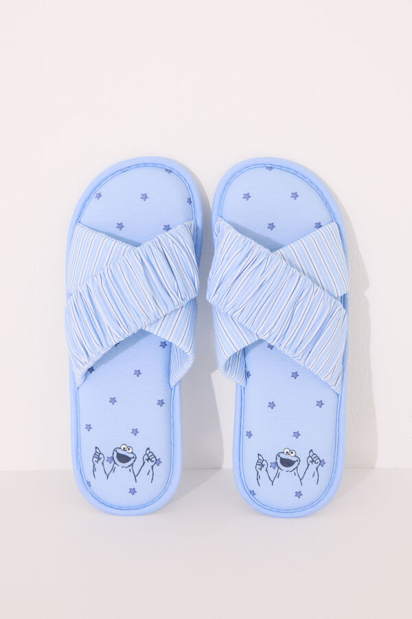 Womensecret Pantuflas para casa de casa abierta "Barrio Sésamo" azul