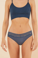 Womensecret Panty algodón encaje puntos azul verde