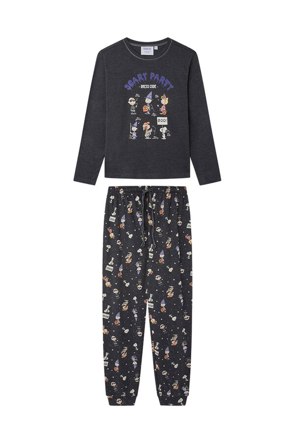 Womensecret Pijama algodón negro Snoopy Halloween gris
