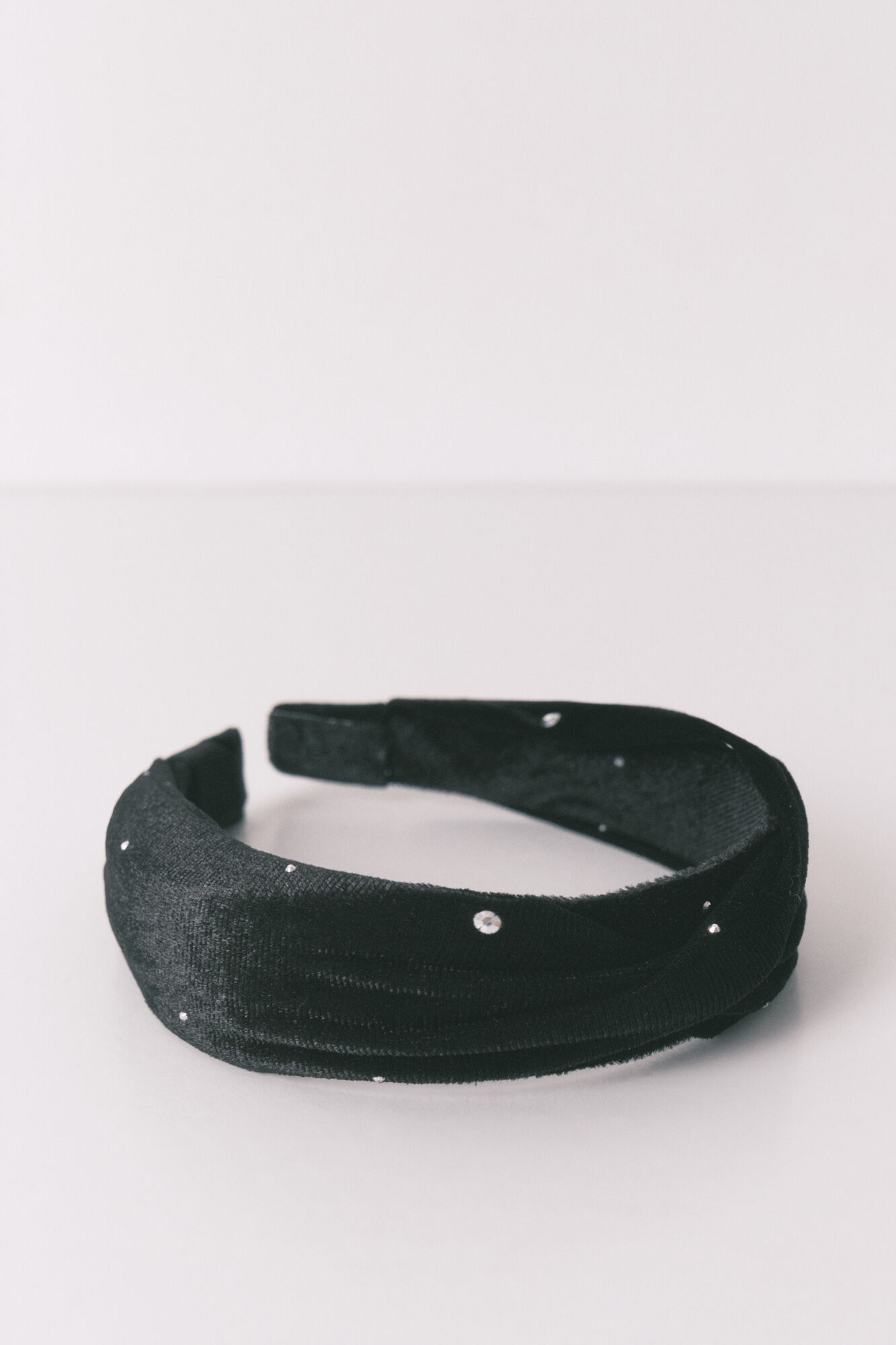 Women'secret Diadema de terciopelo negro con purpurina