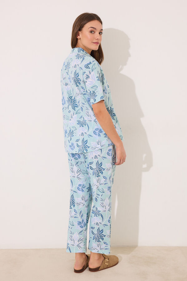 Womensecret Pijama camisera capri 100% algodón flores estampado