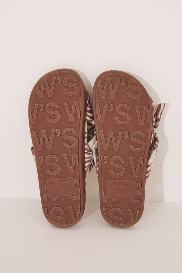 Womensecret Pantuflas para casa de rafia tropical verde