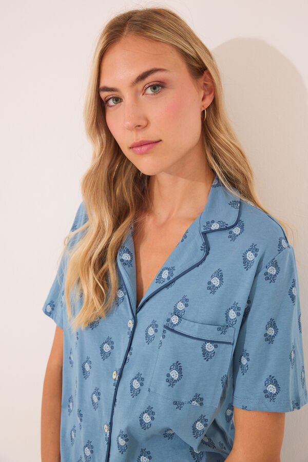 Womensecret Pijama camisera Capri 100% algodón paisley estampado
