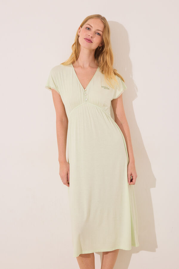 Womensecret Camisón midi de viscosa verde verde