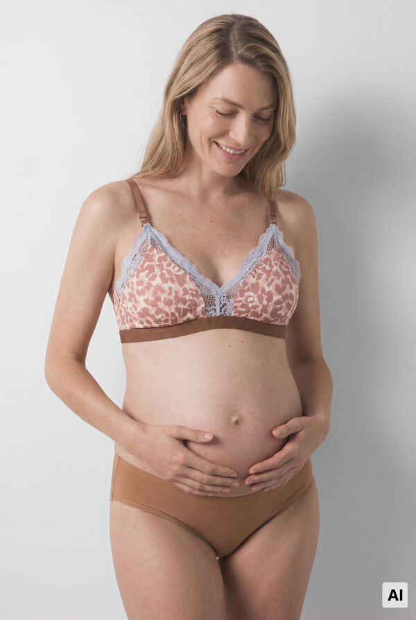Women'secret Brasier triangular maternity estampado animal print NATURAL caf&eacute;