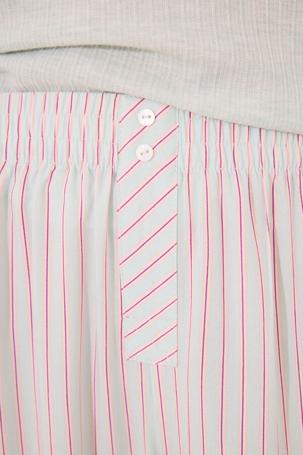 Womensecret Pijama larga de rayas verdes verde