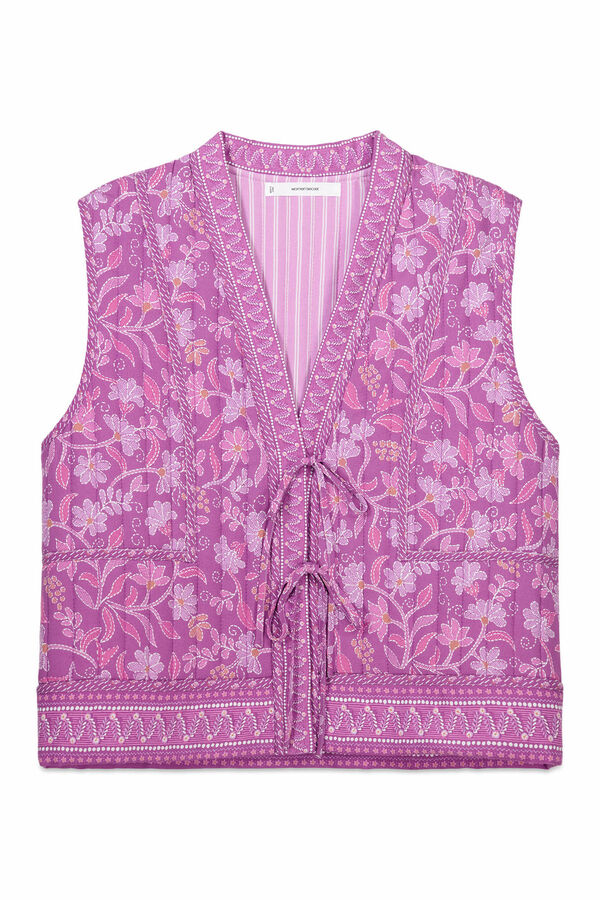 Womensecret Chaleco acolchado morado con estampado floral estampado